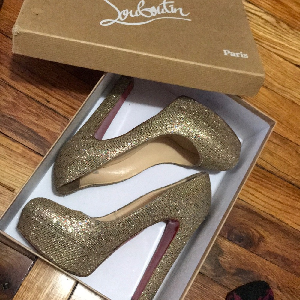 Louboutin multi glitter 6” heels